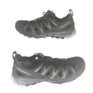 Merrell Womens Black Hiking Water Shoes Vibram Sole Lace Up Size 9
